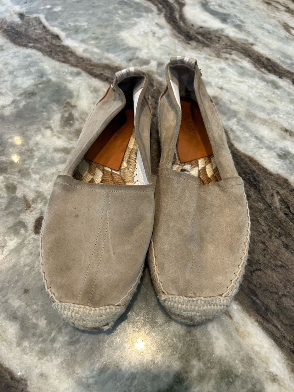 rag & bone Taupe Suede Adria Espadrille Flats size 37 have stains wear